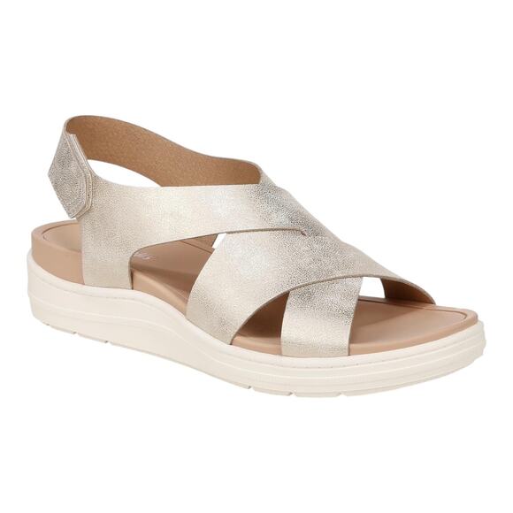 Dr. Scholl's Women's Time Off Sea Slingback Wedge Sandals Gold Size 10 M - Picture 1 of 4